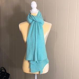 100% AQUA CASHMERE PASHMINA/SCARF 21”x9! SEE VINTG